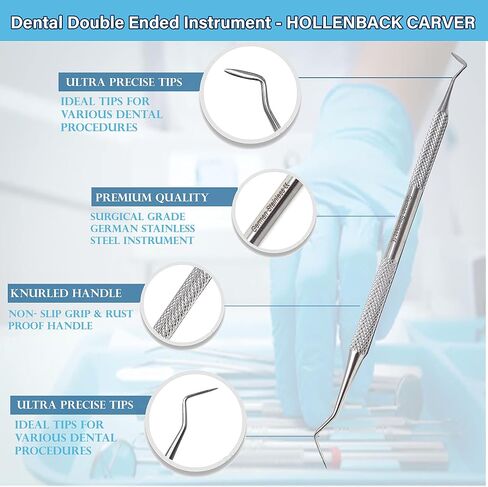 Dental HOLLENBACK Amalgam Wax Carver Double Ended Instrument, Stainless Steel Instrument, Medical Dental Contouring, Restorative Modelling Instrument in Kuwait