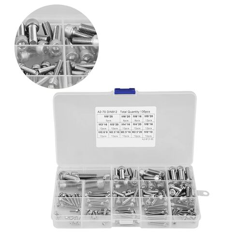 Pack of 135 M2.5 M3 M4 M5 M6 M8 304 Stainless Steel Allen Screws Set Allen Screws in Kuwait