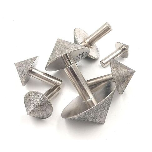 ABOOFAN Silver Alloy Chamfer Grinding Head for Jade and Diamond, Safe Glass and Stone Chamfering Tool with Tapered Design, Industrial Grinding Bit for Precision Glass Hole Finishing in Kuwait