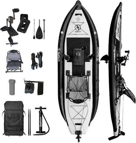 Sit on Top Pedal Drive Inflatable Pedal Boat Fishing Kayak One Person Boat Stand Up Pedal Kayak for Adults Youth Suitable for Rivers,Oceans,Lakes,Fun Water Sports in Kuwait
