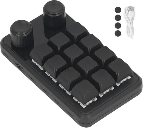 12 - Key Programming Keypad with Blue Switches, Mini Gaming Keypad for Industrial Control, One - Handed Macro Keypad with RGB Lighting and Type - C Cable in Kuwait