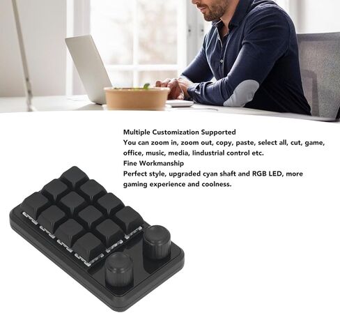 12 - Key Programming Keypad with Blue Switches, Mini Gaming Keypad for Industrial Control, One - Handed Macro Keypad with RGB Lighting and Type - C Cable in Kuwait