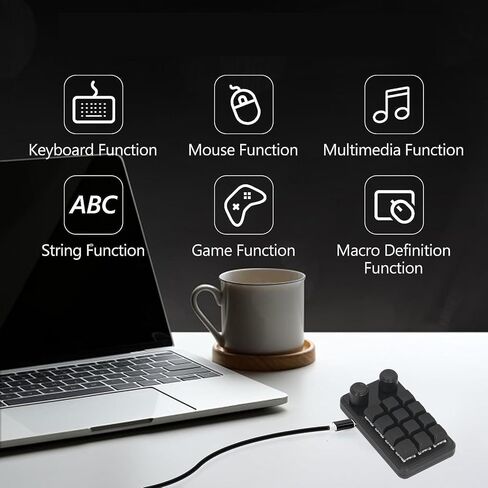 12 - Key Programming Keypad with Blue Switches, Mini Gaming Keypad for Industrial Control, One - Handed Macro Keypad with RGB Lighting and Type - C Cable in Kuwait