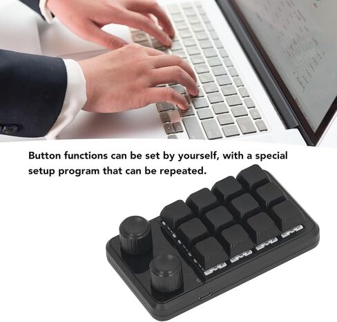 12 - Key Programming Keypad with Blue Switches, Mini Gaming Keypad for Industrial Control, One - Handed Macro Keypad with RGB Lighting and Type - C Cable in Kuwait