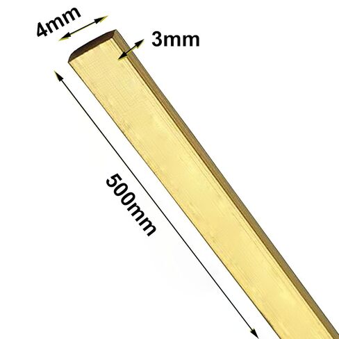 1pcs Brass Flat Bar - 3mm Thick, 500mm Length | Durable Solid Plate for Crafts, Devise & DIY Projects(4mm) in Kuwait