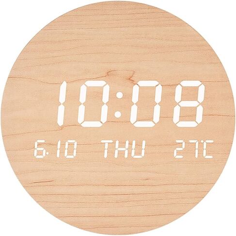 Wall Clock Imitation Cotton Linen Color Time Date Temperature Multi-Function Display Silent Bedroom Study(E) in Kuwait