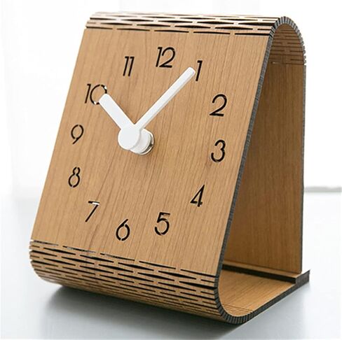 Table Clock Solid Wood Desktop Decoration Desk Bedroom Silent Household Ornaments(Black) in Kuwait