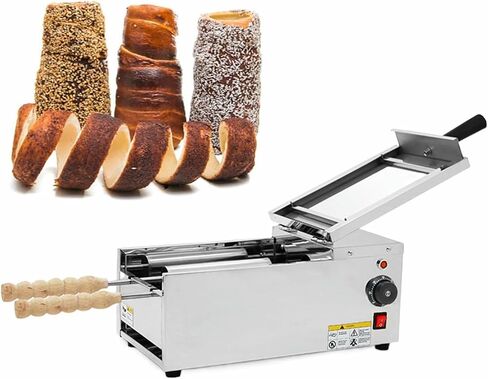 Commercial 2-Station Chimney Cake Maker & Ice Cream Cone Baker, 1500W Electric Toasting Oven for Professional Kitchen Use, Pastry Roll Baking Machine in Kuwait