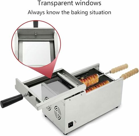 Commercial 2-Station Chimney Cake Maker & Ice Cream Cone Baker, 1500W Electric Toasting Oven for Professional Kitchen Use, Pastry Roll Baking Machine in Kuwait