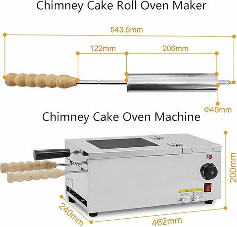 Commercial 2-Station Chimney Cake Maker & Ice Cream Cone Baker, 1500W Electric Toasting Oven for Professional Kitchen Use, Pastry Roll Baking Machine in Kuwait
