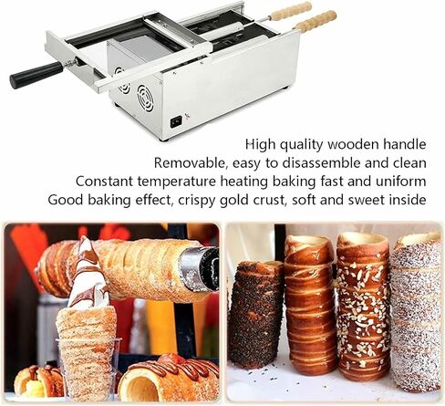 Commercial 2-Station Chimney Cake Maker & Ice Cream Cone Baker, 1500W Electric Toasting Oven for Professional Kitchen Use, Pastry Roll Baking Machine in Kuwait