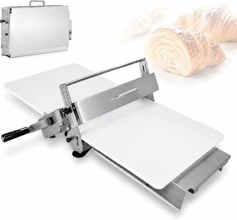 Manual Dough Sheeter Machine for Croissants & Pastry – Foldable Countertop Dough Roller Machine with 55 Thickness Settings (0–27mm), Stainless Steel Rollers for Home & Small-Batch Bakeries in Kuwait