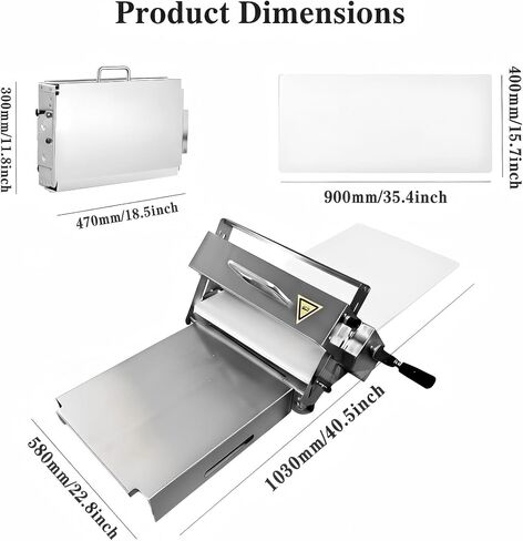 Manual Dough Sheeter Machine for Croissants & Pastry – Foldable Countertop Dough Roller Machine with 55 Thickness Settings (0–27mm), Stainless Steel Rollers for Home & Small-Batch Bakeries in Kuwait