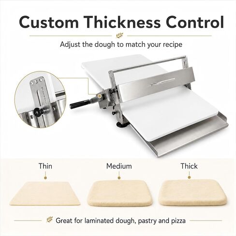 Manual Dough Sheeter Machine for Croissants & Pastry – Foldable Countertop Dough Roller Machine with 55 Thickness Settings (0–27mm), Stainless Steel Rollers for Home & Small-Batch Bakeries in Kuwait