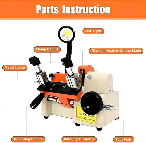 Key Cutting Machine, Horizontal Duplicator Tool for Motorcycle, Electric Car & Door Lock Keys, Includes Brush for Precision Cutting in Kuwait