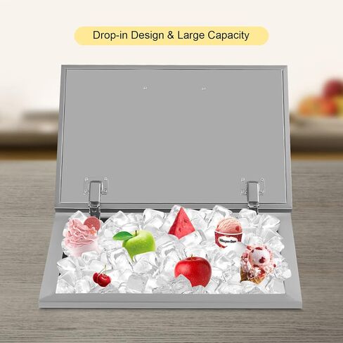 Drop in Ice Chest, 40L Stainless Steel Cooler, Insulated Bar Ice Bin for Outdoor Kitchen, Perfect for Parties, Cold Beer, Wine, Frozen Food Storage in Kuwait