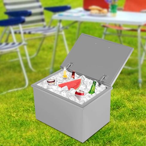 Drop in Ice Chest, 40L Stainless Steel Cooler, Insulated Bar Ice Bin for Outdoor Kitchen, Perfect for Parties, Cold Beer, Wine, Frozen Food Storage in Kuwait