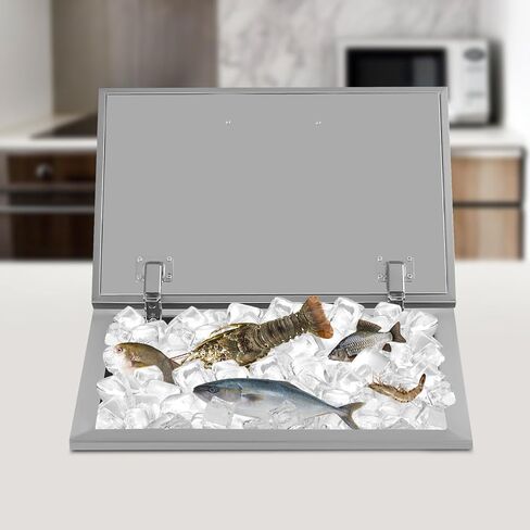Drop in Ice Chest, 40L Stainless Steel Cooler, Insulated Bar Ice Bin for Outdoor Kitchen, Perfect for Parties, Cold Beer, Wine, Frozen Food Storage in Kuwait