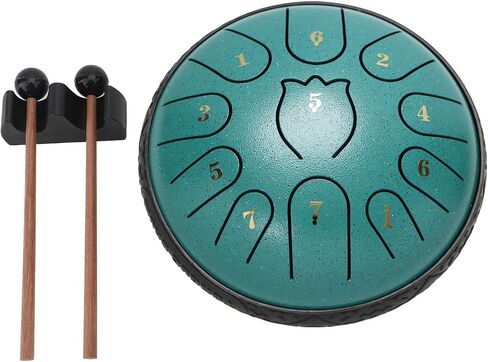 Elegant and Captivating Chakra Drum 6 Inch Steel Tongue Drum with Diverse Tone Range for Prayer Concerts (Green) in Kuwait