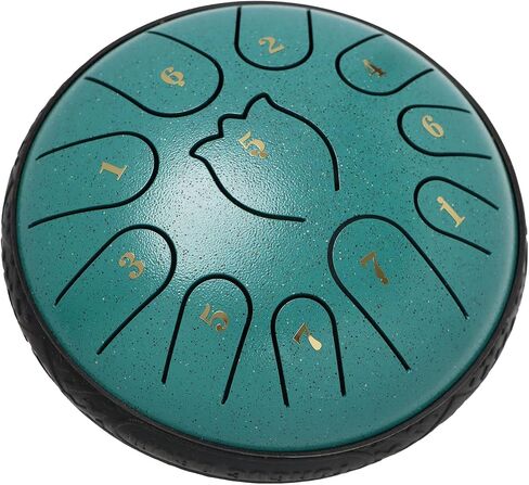 Elegant and Captivating Chakra Drum 6 Inch Steel Tongue Drum with Diverse Tone Range for Prayer Concerts (Green) in Kuwait