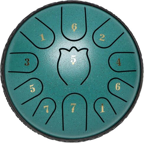 Elegant and Captivating Chakra Drum 6 Inch Steel Tongue Drum with Diverse Tone Range for Prayer Concerts (Green) in Kuwait