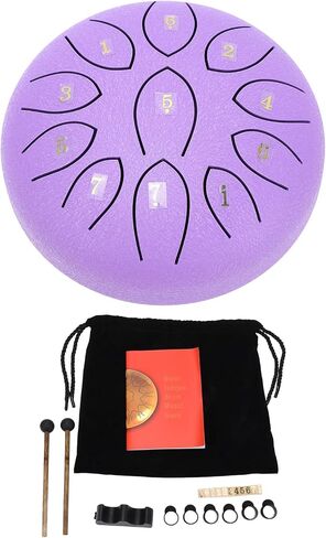 Steel Tongue Drum 6in 11 Tones Carbon Steel Mini Percussion Instrument - Outdoor Sound, Durable Construction, Garden Relaxation (Black) in Kuwait