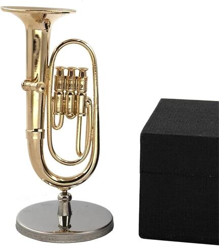 Miniature Musical Instruments Miniature Brass Alto Horn Model with Case Accessories and Decorations(10cm) in Kuwait