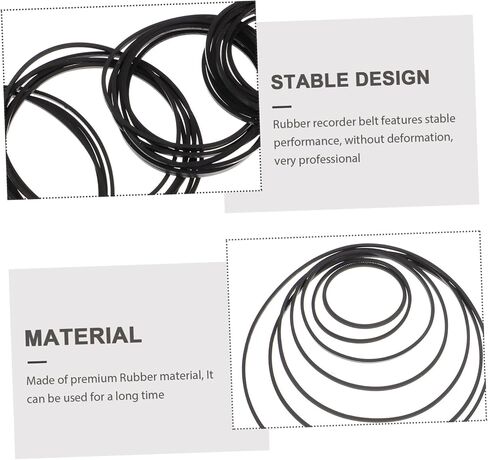 Mikinona 50pcs Rubber Tape Recorder Belt Square Cassette Recorder Belts Replacement for Repair Required Tags in Kuwait