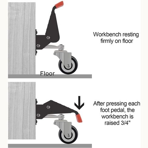 2Pcs Set Heavy Duty Workbench Casters Kit Retractable Caster Wheels for Workbenches Machinery Tables in Kuwait