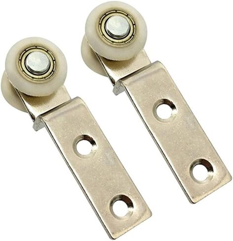 10Pcs 2.55x0.74inch Bend Pipe Metal Bearing Pulley Block with Two Plastic Wheel for Sliding Door Window Cabinet in Kuwait