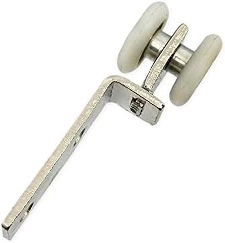 10Pcs 2.55x0.74inch Bend Pipe Metal Bearing Pulley Block with Two Plastic Wheel for Sliding Door Window Cabinet in Kuwait