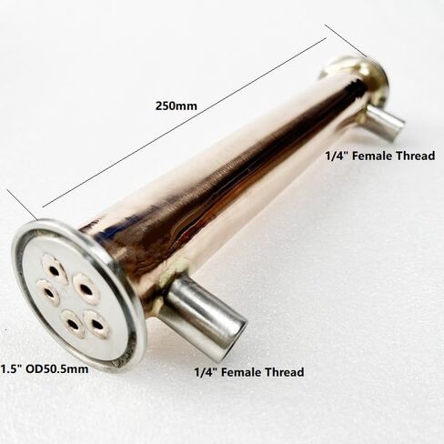 1.5" (38mm) OD50.5mm Copper Condenser, Reflux,Dephlegmator with 1/4" Female Thread for Homebrew Length 250mm in Kuwait