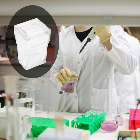 High Transparency Glass Staining Jar for Microscope Slides with Cover, 9-slide Glass Specimen Container for Laboratory and Use in Kuwait