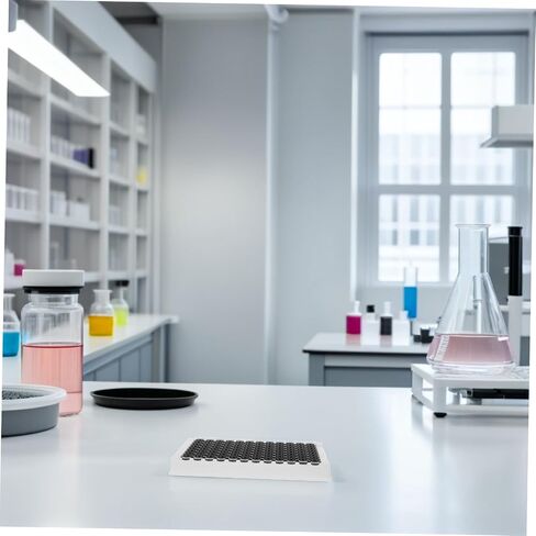 SOLUSTRE Microplate with 360μl Capacity Per Well, Black Bottom and Frame 96-Well Medium-Binding Designed for Fluorescence Analysis and Consistent Results in Laboratory for Lab Equipment in Kuwait