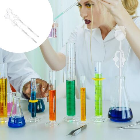 2pcs Borosilicate Glass Double-Bulb Safety Funnels, Long Neck Laboratory Funnels for Chemical Experiments, Carbon Dioxide Preparation, School Science Lab Use in Kuwait