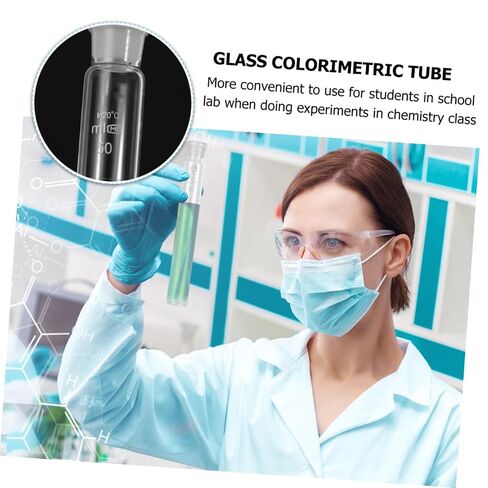 Unomor 50ML Glass Colorimetric Tube for Laboratory Graduated Colorimetric Cylinder Lid Experiment Tools for Chemistry Testing in Kuwait