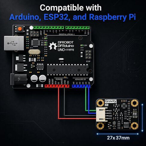 Gravity: MiCS-4514 Multi-Gas Sensor Module for Arduino / ESP32 / Raspberry Pi | I2C MEMS Air Quality Sensor Detects CO NO2 NH3 Alcohol H2 CH4 | Built-in Algorithm ppm Output for DIY IoT Projects in Kuwait