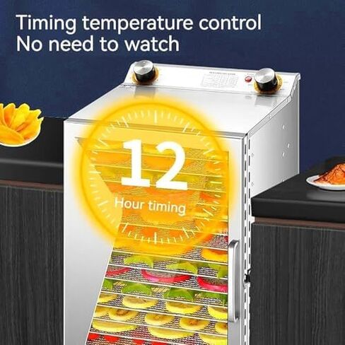 Commercial Freeze Dryer Machine, 400W, 6/8/12 Layers, 0-12H Timer, 35-90℃ Temp, 6-Inch Fan Blade, 360° Airflow, Ideal for Fruits, Vegetables, Meat, Seafood Preservation in Kuwait