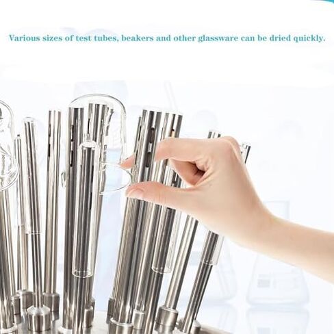Glassware Dryer, 800W Stainless Steel Drying Machine with 30 Pipes, Dual Voltage, Hot Cold Air Switch, Compact for Labs Schools Factories in Kuwait