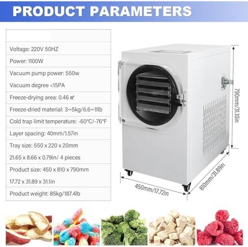 Commercial Freeze Dryer Machine, Low Temperature Vacuum Drying with Rotary Pump, Ideal for Preserving Food, Vegetables, Fruits, and Meat in Kuwait
