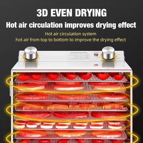 400w Freeze Dryer, 6/8/12 Layers Freeze Dried Machine, Timing: 0-12 H, Temperature: 35-90 ℃+6 Inch Fan Blade, 360° Fan, for Fruits, Vegetables, Meat, Seafood,6 layers in Kuwait