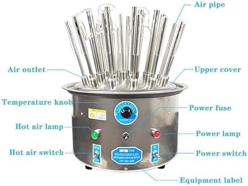 Lab Glassware Dryer, 800W Stainless Steel Drying Machine with 30pcs Drying Pipes, 110V/220V & Small Size, Lightweight, Hot and Cold Air Design& Easy To Operate for Laboratories Schools, Factories, Etc in Kuwait