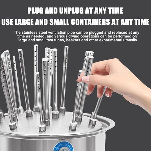 Lab Glassware Dryer, Electric Air Flow Dryer Desiccator, 40～120℃ Temperature Adjustment, Drying Time 8~10min, 30 Holes for Glass Test Tubes and Beakers in Kuwait