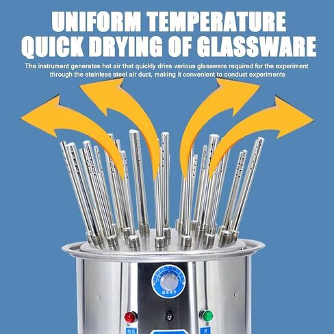 Lab Glassware Dryer, Electric Air Flow Dryer Desiccator, 40～120℃ Temperature Adjustment, Drying Time 8~10min, 30 Holes for Glass Test Tubes and Beakers in Kuwait