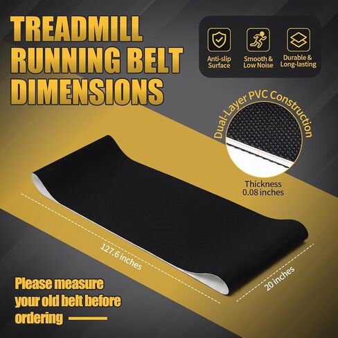 حزام المشي البديل من Sosation متوافق مع NordicTrack T 6.5 S/T 6.5 Si، حزام الجري 127.6 × 20 × 0.08 بوصة، مفصل مشطوف 45 درجة in Kuwait