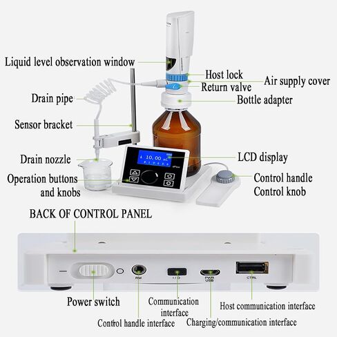 Digital Bottle Top Burette - Electronic Lab Liquid Dispenser with LCD Screen, Precision 0.01-99.99ml, Ideal for Accurate Reagent Dispensing in Kuwait