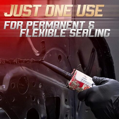 Professional Seam Sealer Automotive, Black Paintable Quick-Cure Waterproof Polyurethane Sealant for Auto Metal Panels, Box Trucks, RV Roofs & Containers, Includes Nitrile Gloves & Tip, 10.5 oz in Kuwait