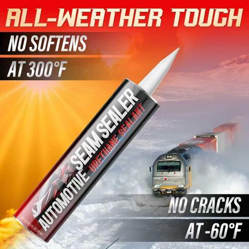 Professional Seam Sealer Automotive, Black Paintable Quick-Cure Waterproof Polyurethane Sealant for Auto Metal Panels, Box Trucks, RV Roofs & Containers, Includes Nitrile Gloves & Tip, 10.5 oz in Kuwait