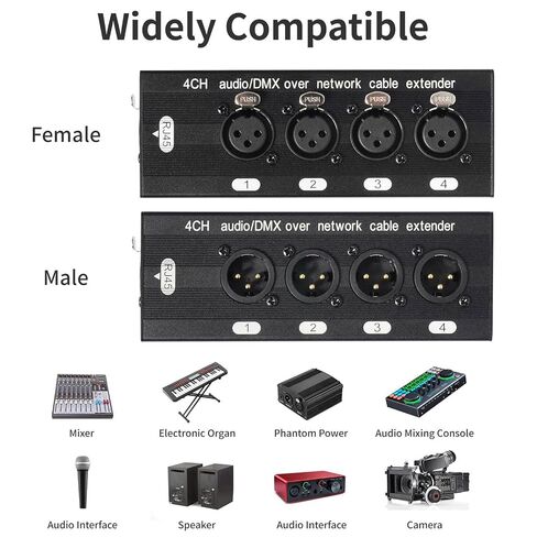 KIMISS 4 قنوات متعددة موسع الكابلات 3 دبوس XLR رقمي متعدد EBU ذكر وأنثى إلى RJ45 Cat5 Cat6 موسع كابل إيثرنت le Extender4 قناة باستخدام إيثرنت قدم واحد 300 من in Kuwait