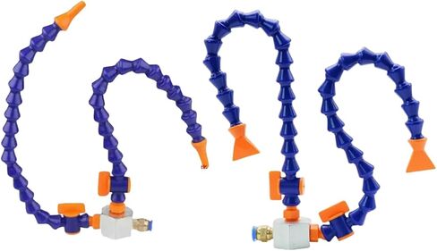 Magnetic Base Flexible Coolant Hose - 12"-20" Single/Double Nozzle for CNC Lathe Spark Machine Industrial Cooling Air Blow Pipe 19.5"(50cm) Flat-beak Single Nozzle + Copper Valve in Kuwait
